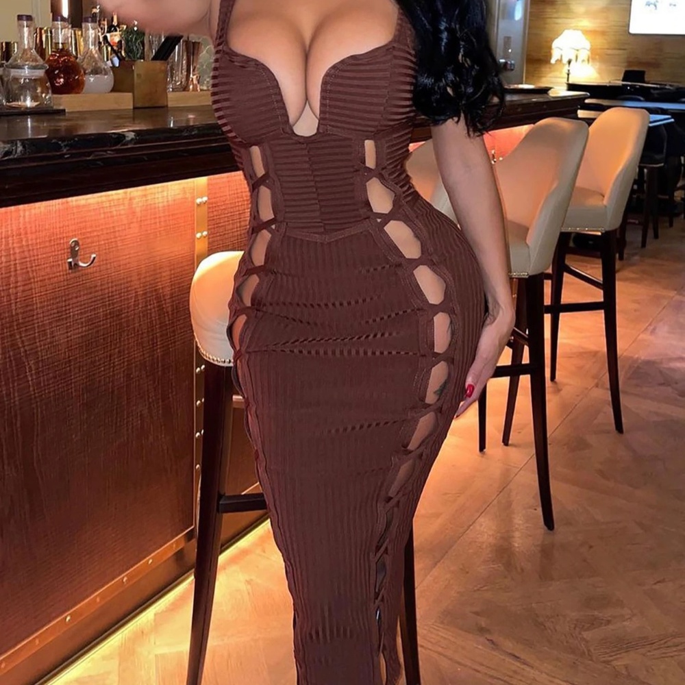 Brown midi dress